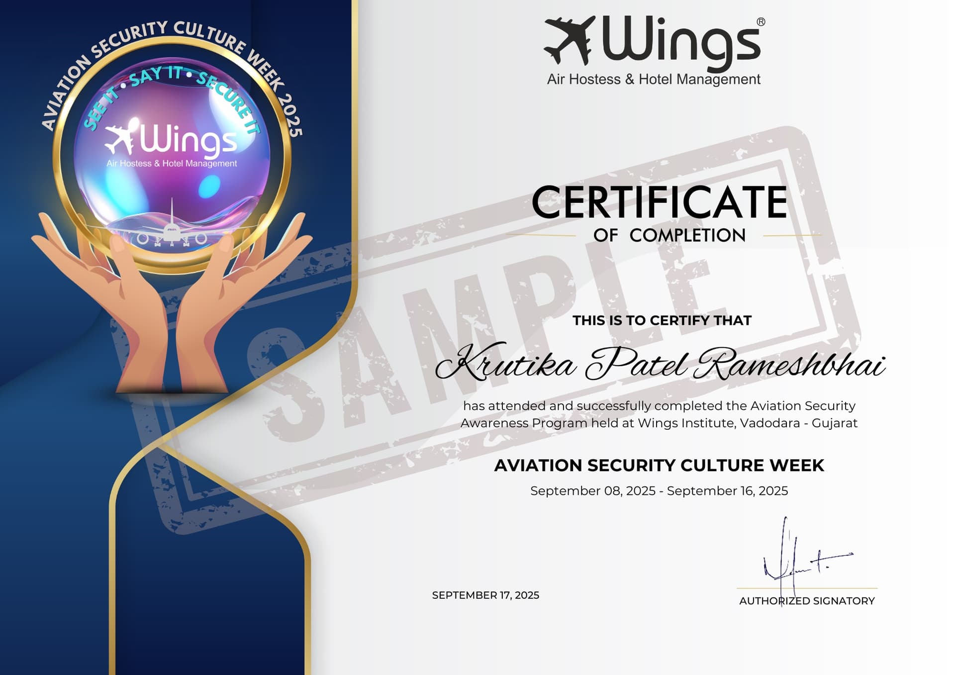 AVSEC Training Certificate