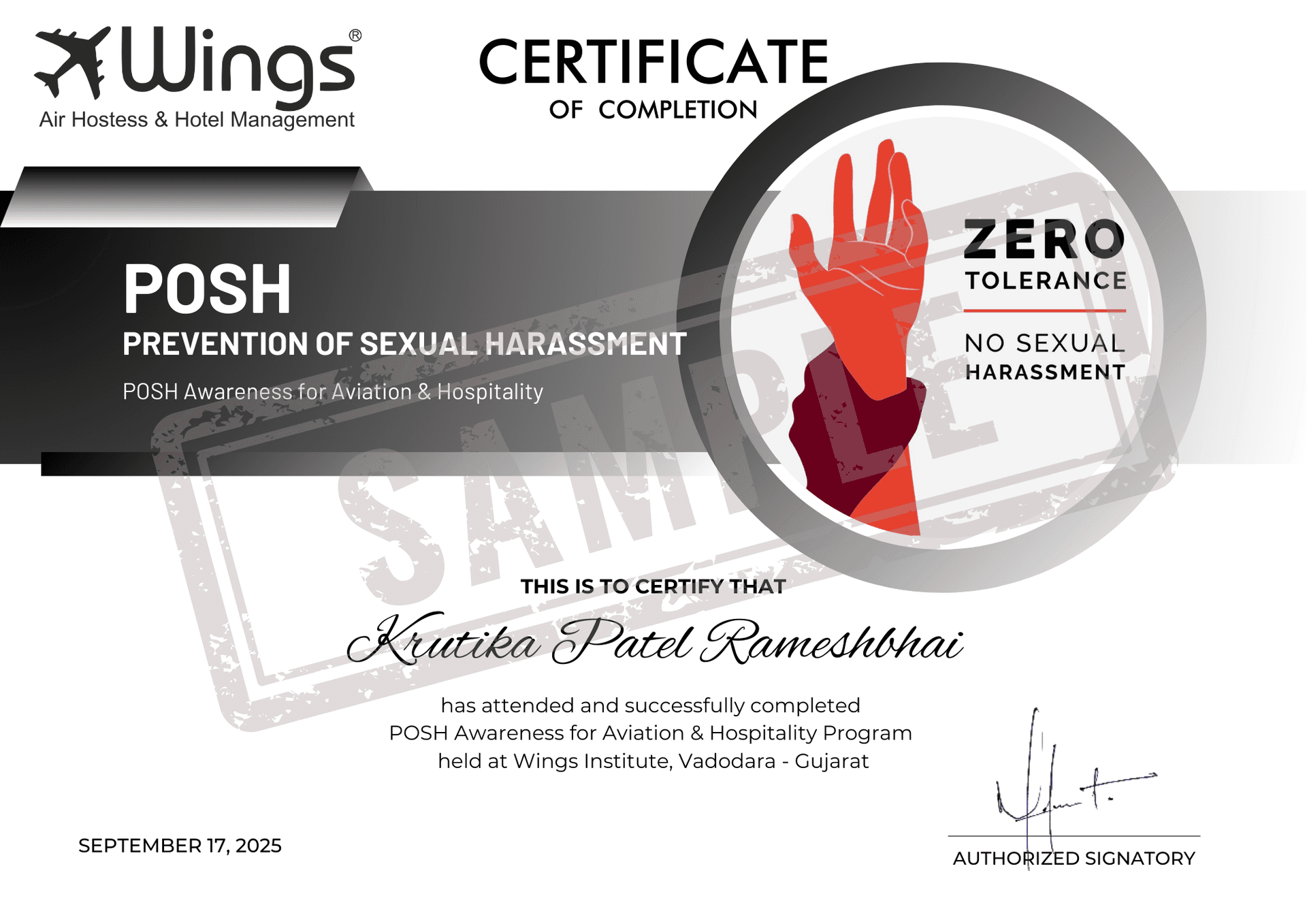 POSH Training Certificate