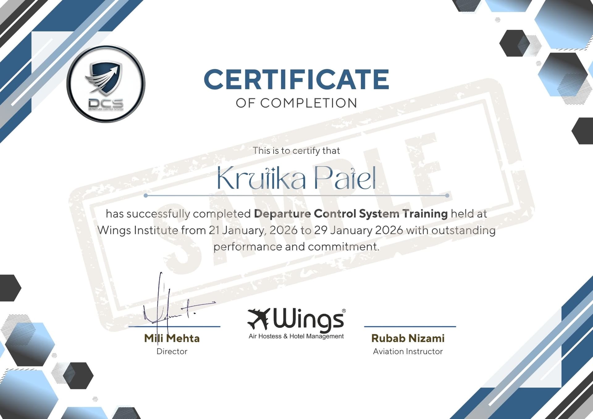 Departure Control System Certificate