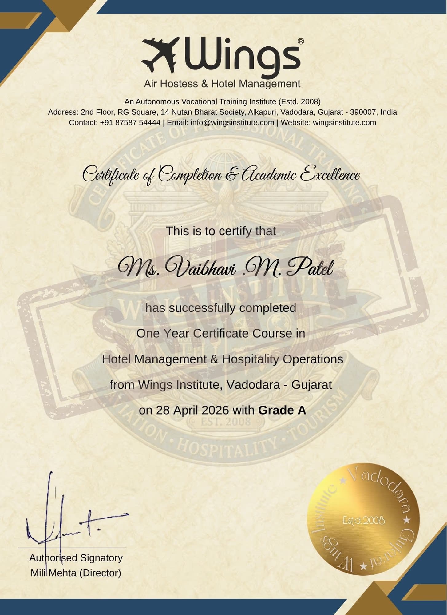 Hotel Management Certificate