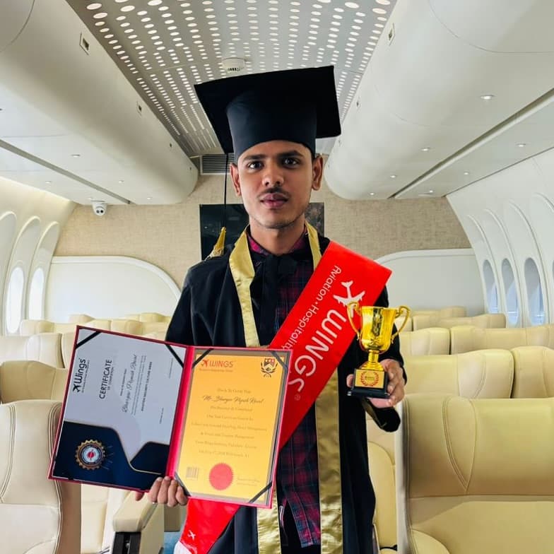 Bhargav Raval, Wings Institute alumnus working as Ground Staff at Vadodara International Airport