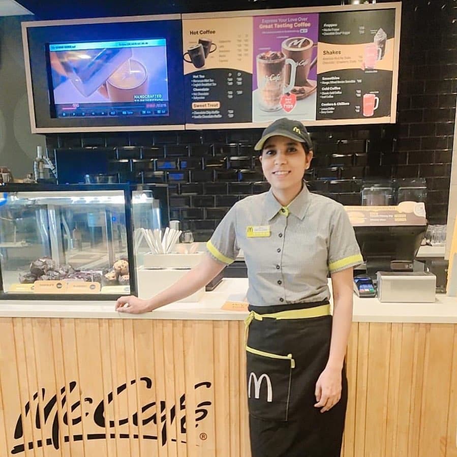 Neha Rathva, Wings Institute alumnus working as F&B Staff at MC Cafe Vadodara