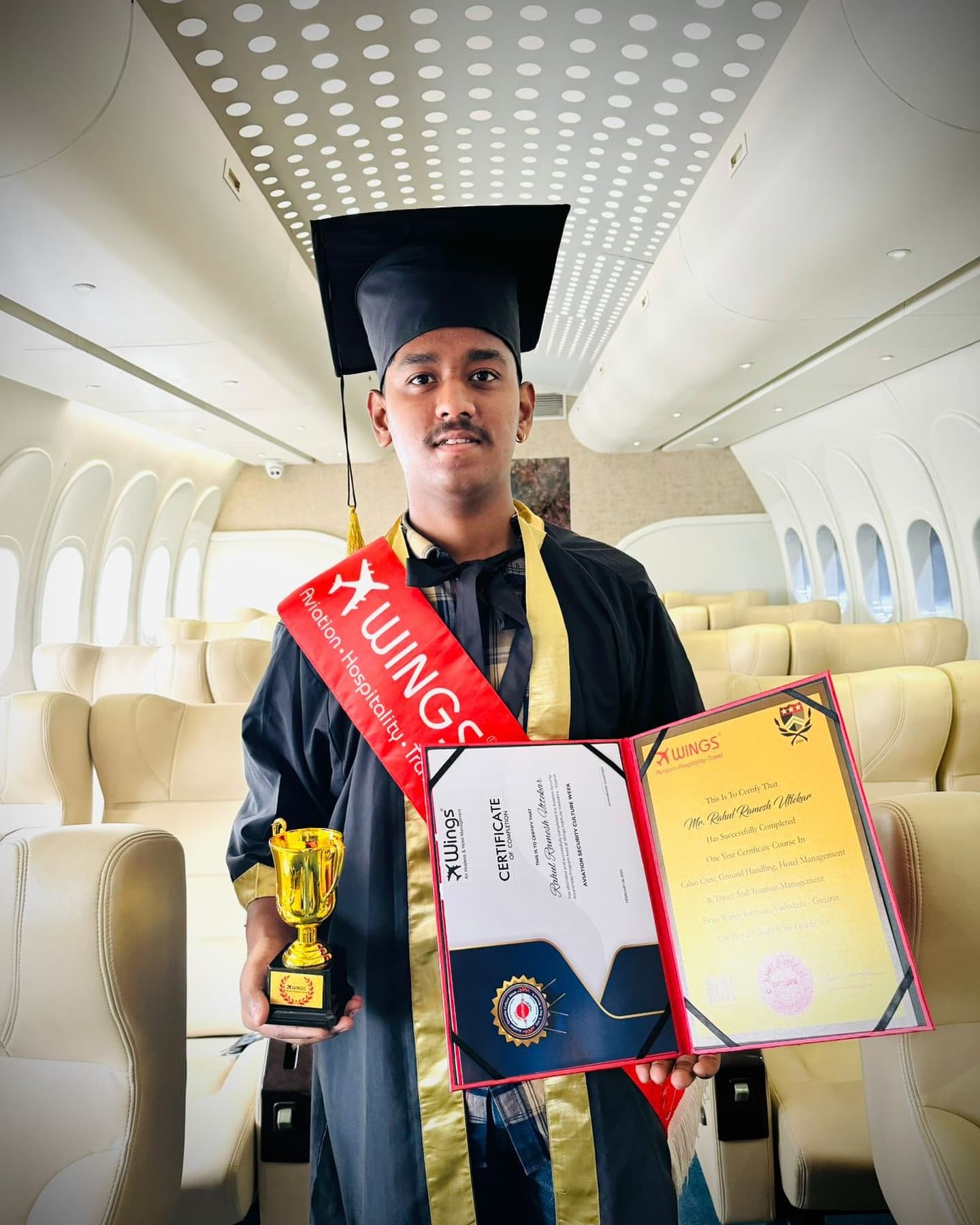 Rahul Uttekar, Wings Institute alumnus working as Ground Staff at Vadodara International Airport