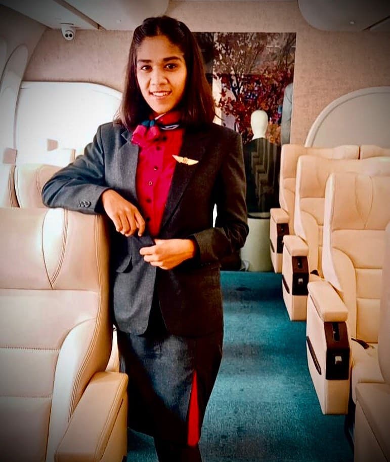 Richa Parmar, Wings Institute alumnus working as Lounge Staff at Bengaluru International Airport