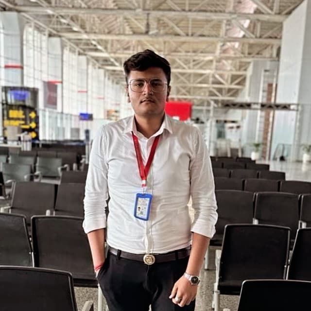 Risit Dhameliya, Wings Institute alumnus working as Ground Staff at Vadodara International Airport