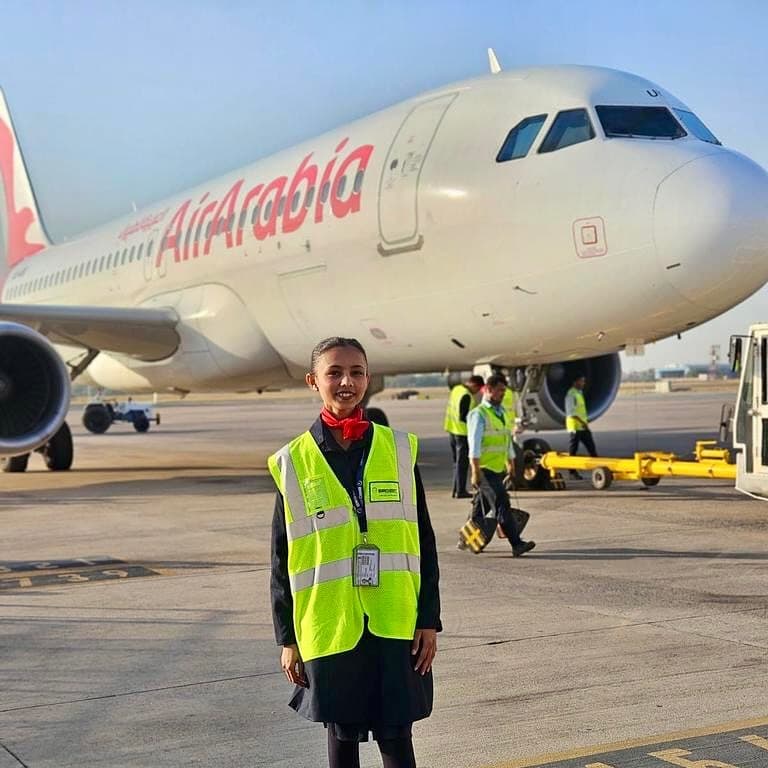 Heer Dabhi, Wings Institute alumnus working as Ground Staff at Air Arabia