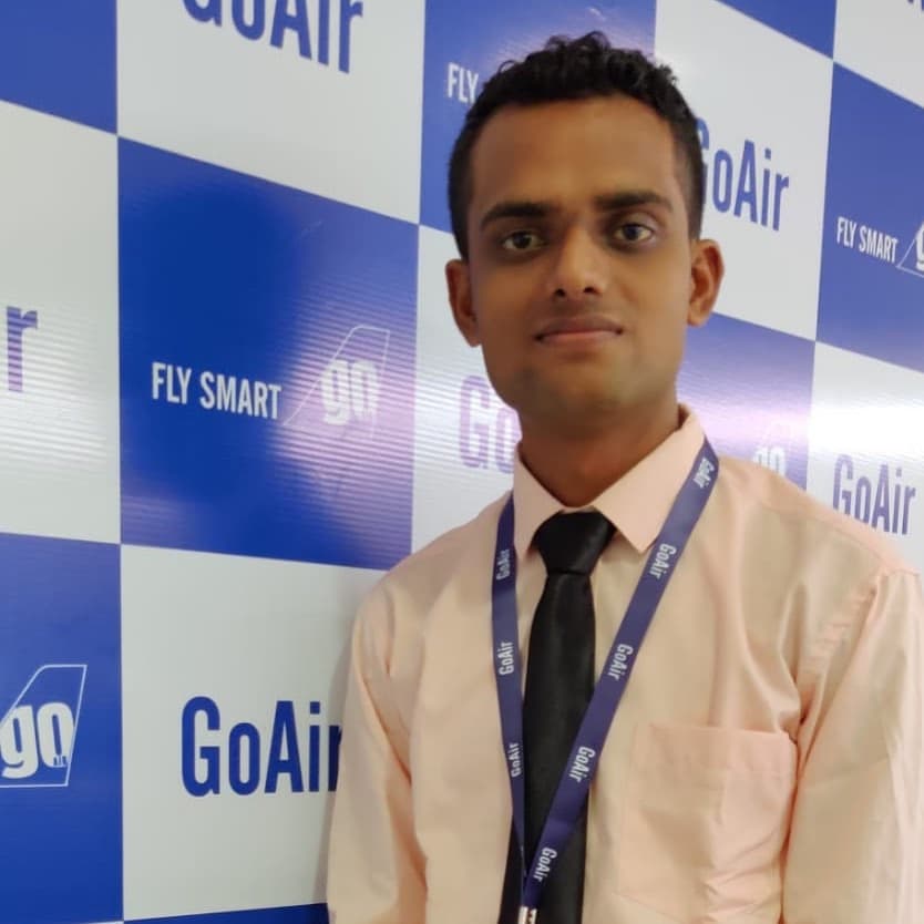 Dhruv Patel, Wings Institute alumnus working as Ground Staff at Go Air