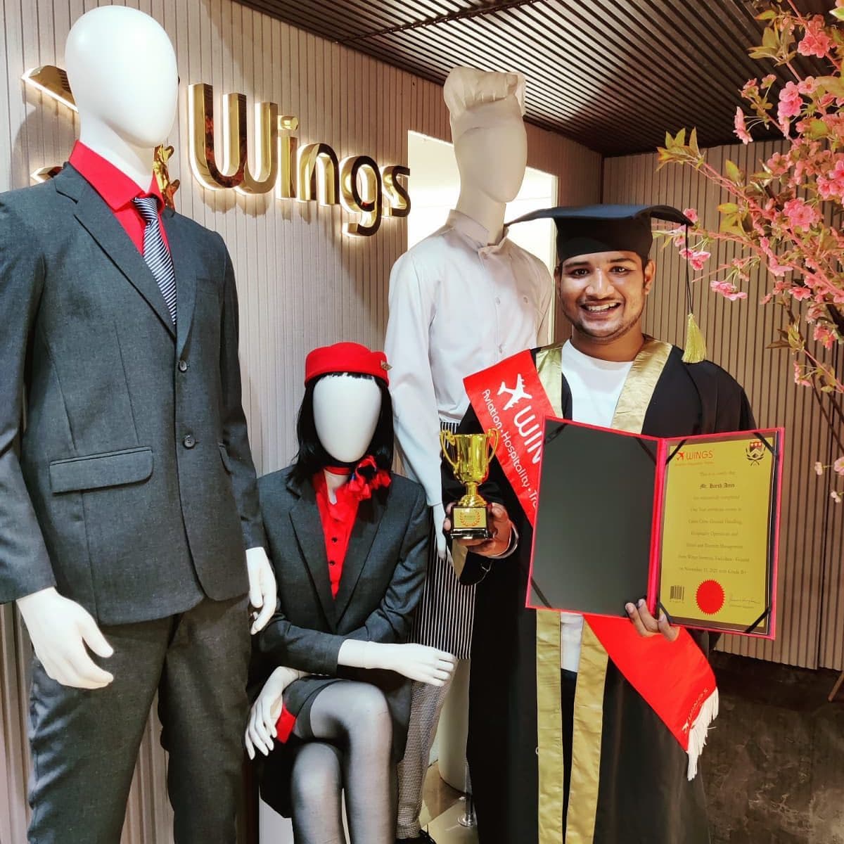Harsh Amin, Wings Institute alumnus working as Ground Staff at Ahmedabad International Airport