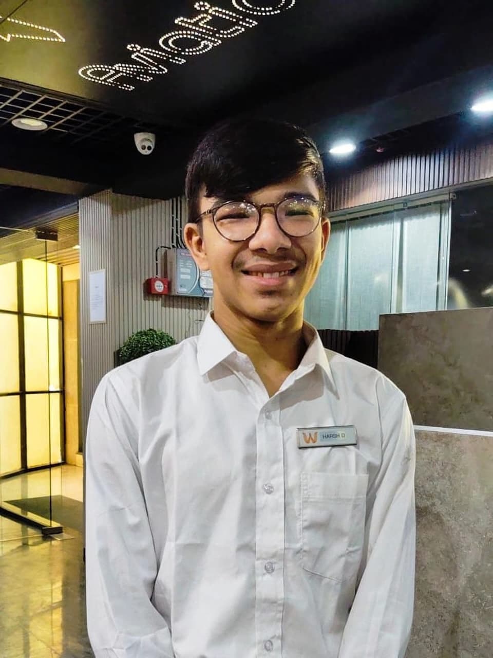 Harsh Desai, Wings Institute alumnus working as Hotel Staff at ITC Welcome Hotel Vadodara