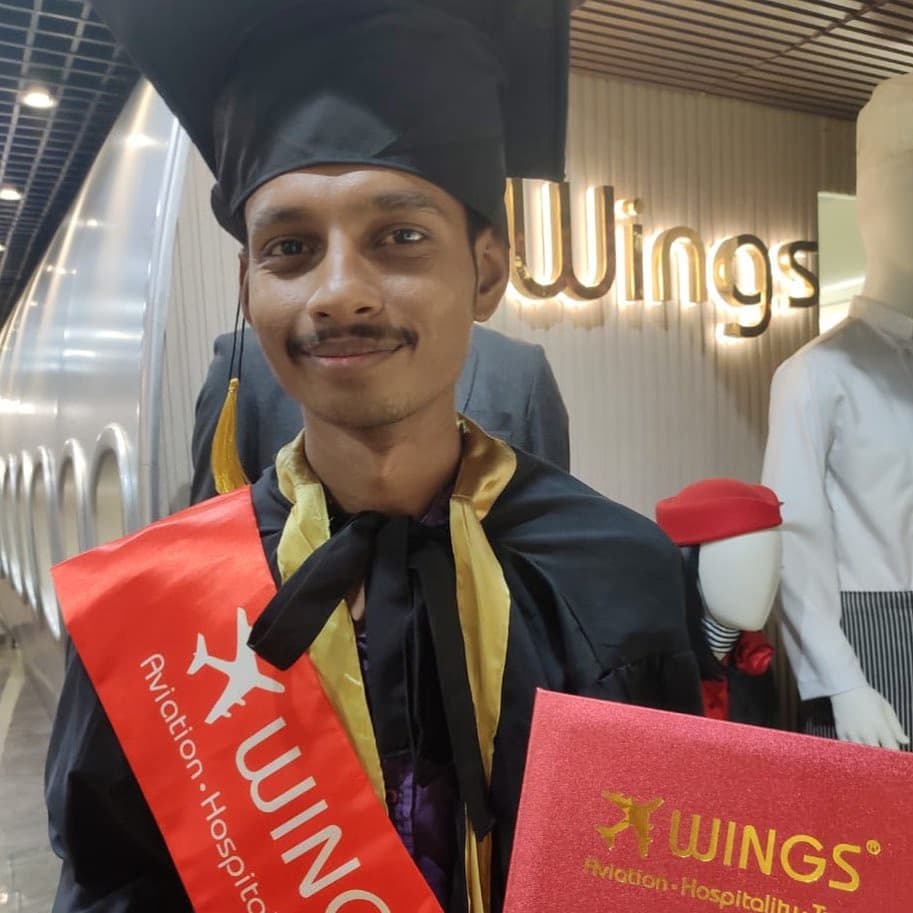 Jaydip Rathwa, Wings Institute alumnus working as Ground Staff at SpiceJet