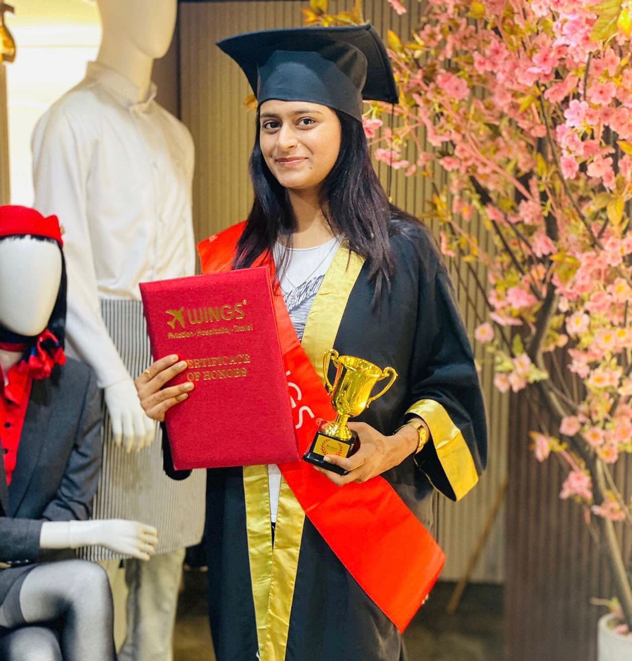 Khushi Parmar, Wings Institute alumnus working as Lounge Staff at Bengaluru International Airport