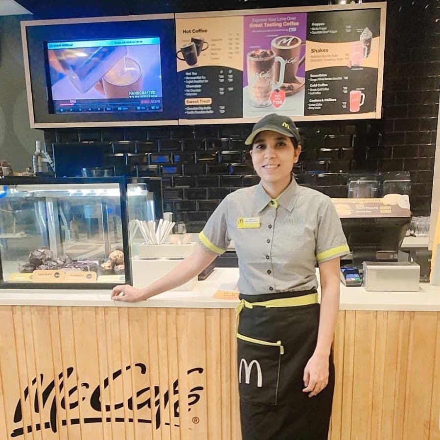 Neha Rathva, Wings Institute alumnus working as F&B Staff at MC Cafe Vadodara