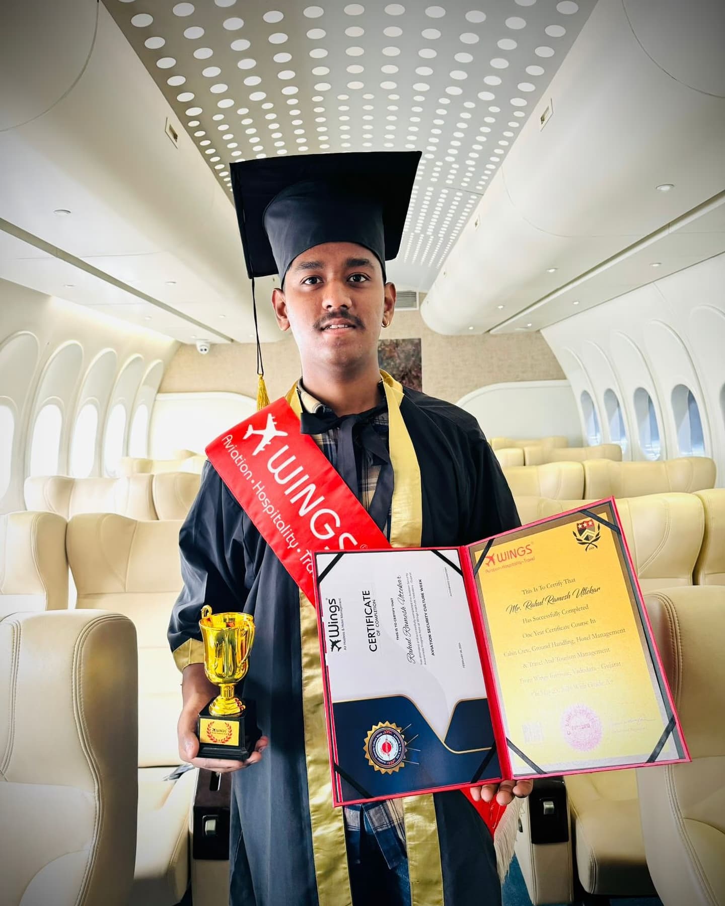 Rahul Uttekar, Wings Institute alumnus working as Ground Staff at Vadodara International Airport