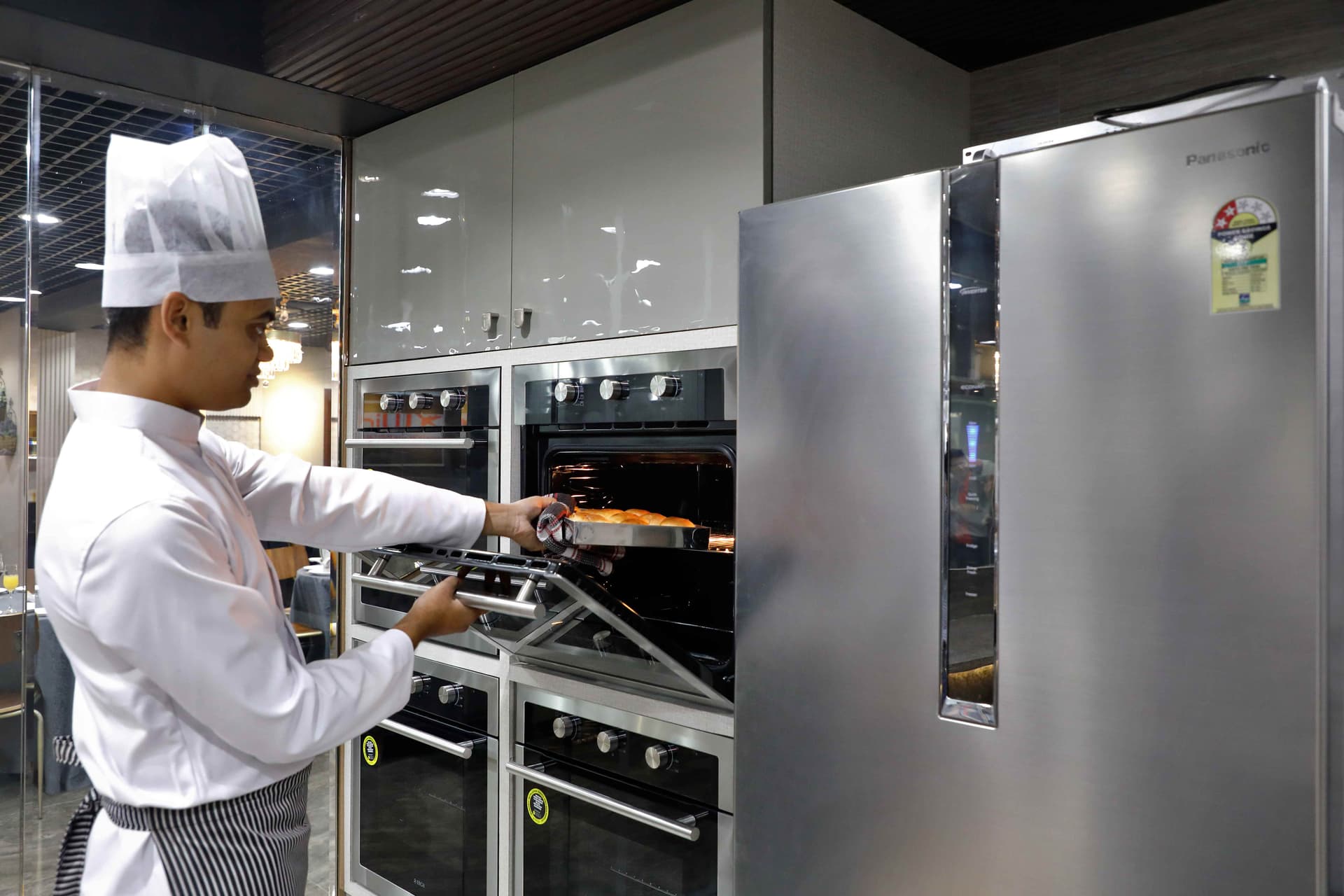 Culinary students in professional bakery class at Wings Institute commercial kitchen Vadodara