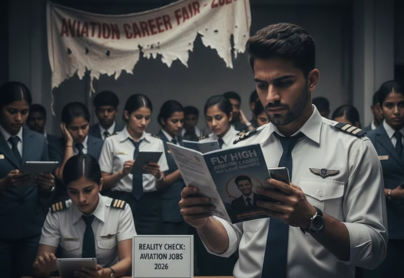 The Reality of '100% Placement' in Aviation Institutes: Exposing Fake Job Guarantee Claims & Understanding True Aviation Placement Record 2026 — Wings Institute Cabin Crew career guide infographic (Vadodara, Gujarat)
