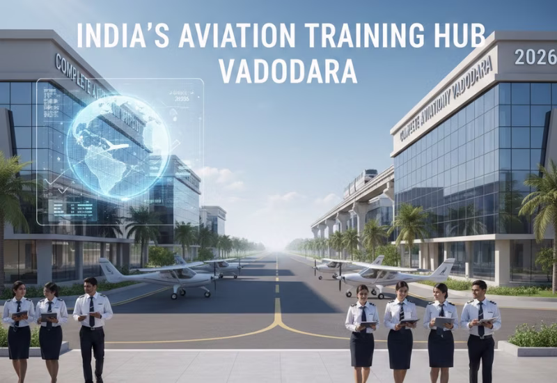 Why Vadodara is Becoming an Aviation Training Hub: Complete Aviation Academy Vadodara & Alkapuri Institute Guide 2026 — Wings Institute Cabin Crew career guide infographic (Vadodara, Gujarat)