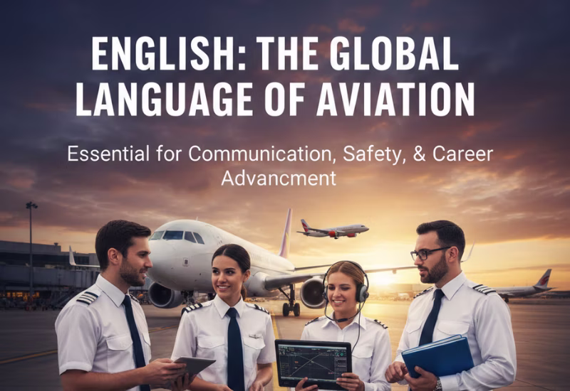 The Importance of English in Aviation Careers: Aviation English & English Speaking Course Guide 2026 — Wings Institute Cabin Crew career guide infographic (Vadodara, Gujarat)