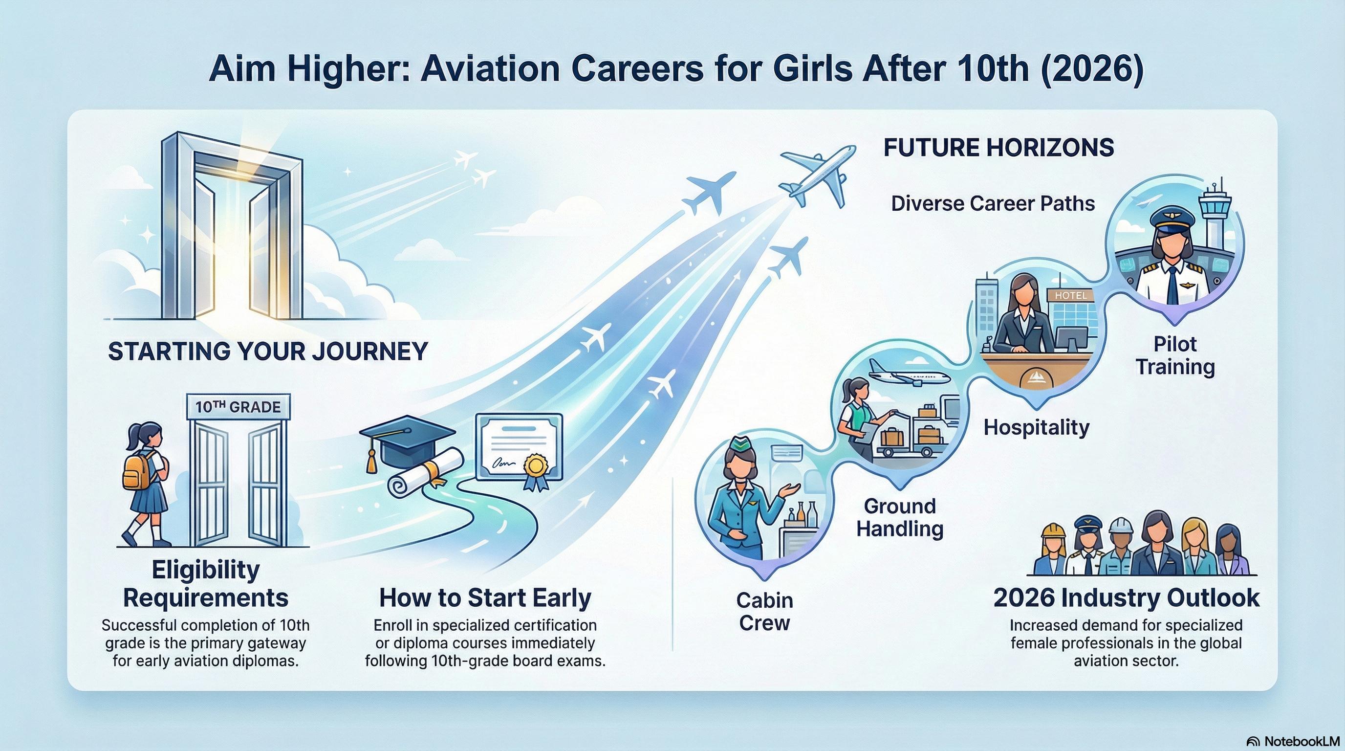 Aviation Courses for Girls After 10th 2026: Career Paths, Eligibility & How to Start Early - Wings Institute Cabin Crew guide