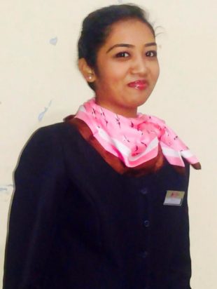 Neelam Patel working at Hyderabad International Airport.