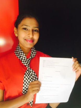 Sneha Parmar hired at the Hyderabad International Airport.